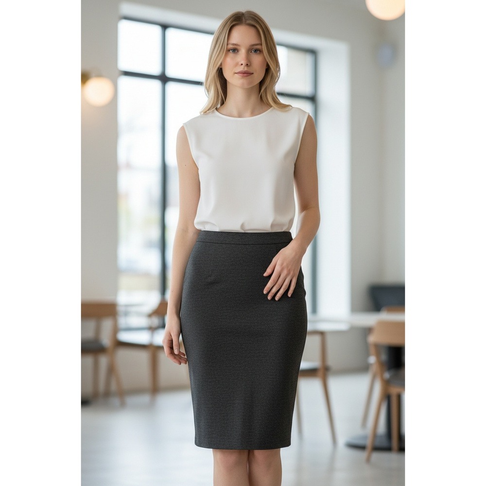 Calvin Klein‎ Charcoal Heathered Pencil Skirt Knee Length Size Medium